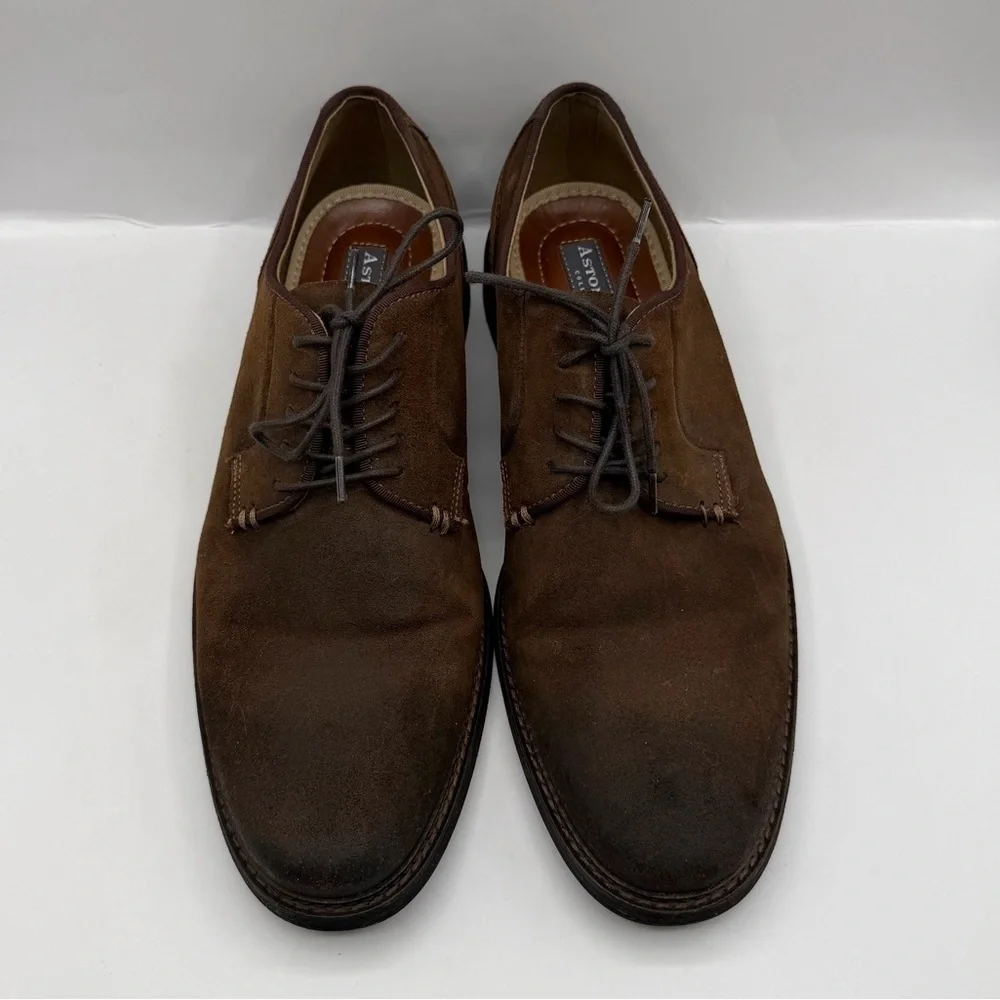 Aston Grey Shoes Mens 10 Brown Crerraven Dress Oxford Leather Lace Up Low Top
